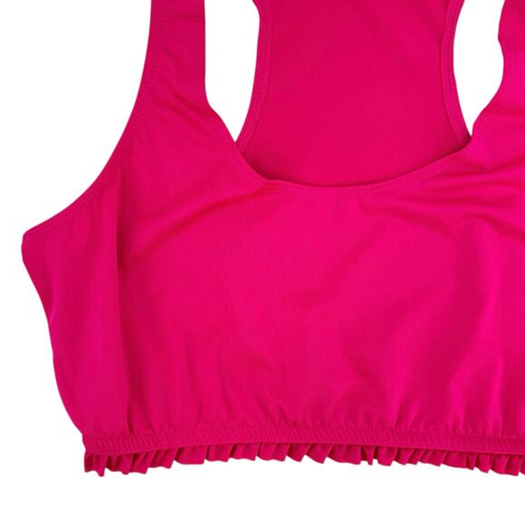 143 Story Lizzy Two Piece Hot Pink Ruffle High Waist Legging Crop Tank Set - Picture 12 of 16